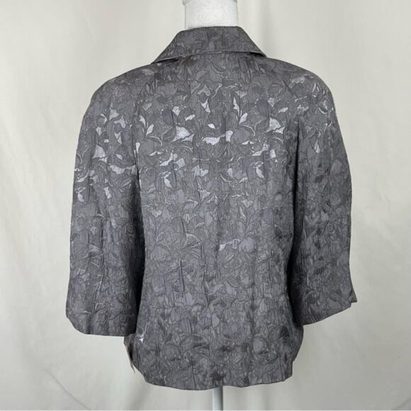JM Collection Gray Metallic Floral Print Evening Jacket NWT Size 10 - Picture 6 of 12